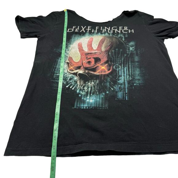 FIVE FINGER DEATH PUNCH Womens Relaxed Fit T-shirt Size Large XL Black FFDP - Picture 7 of 7